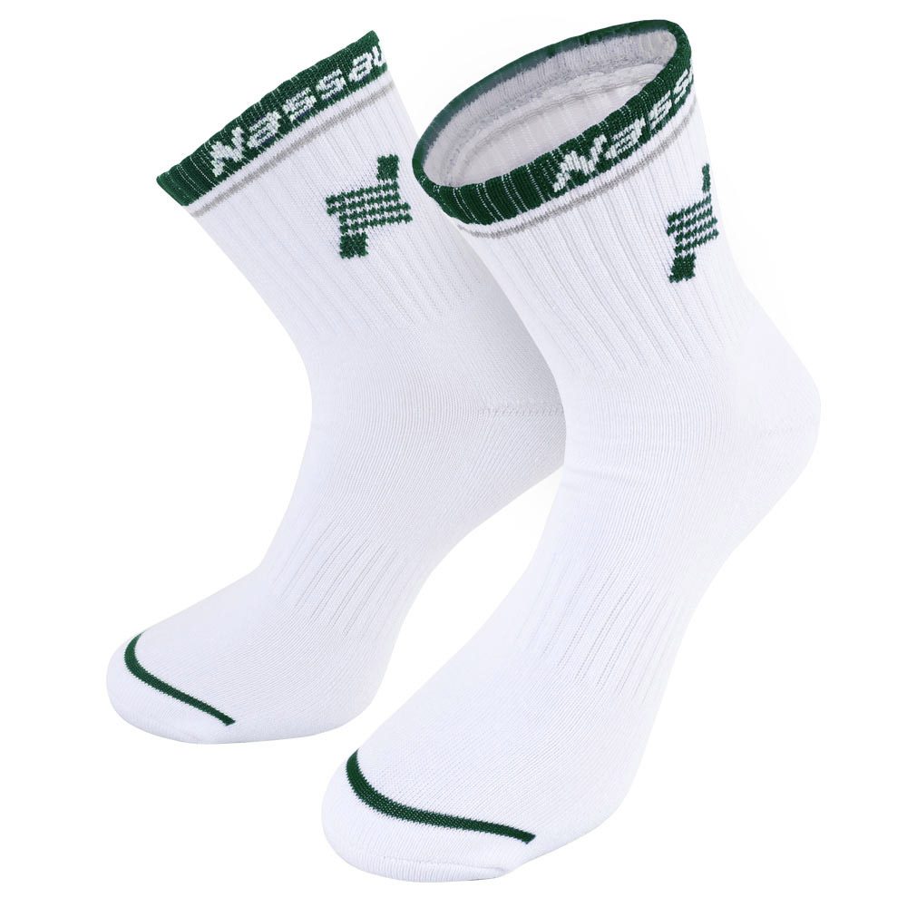NASSAU running socks, white with green trim