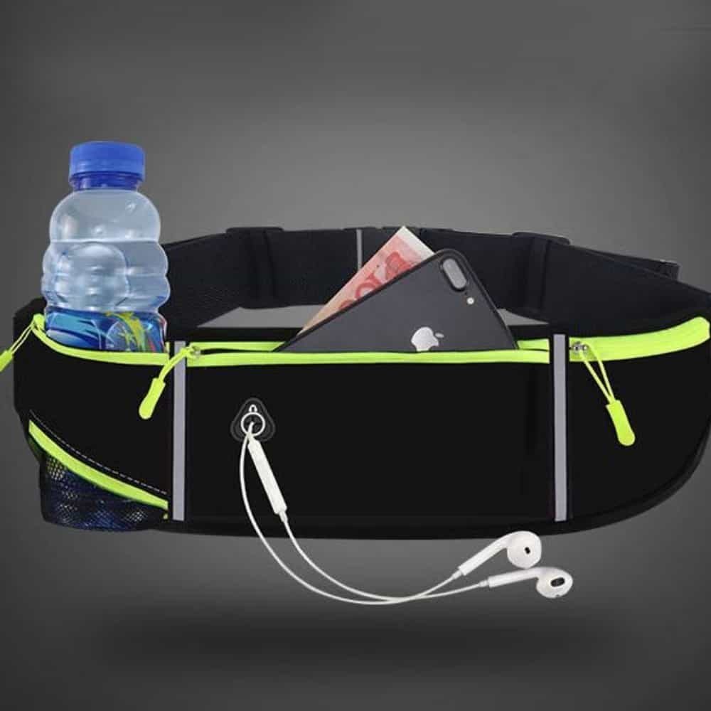KINETRA black running belt with water bottle and phone pocket