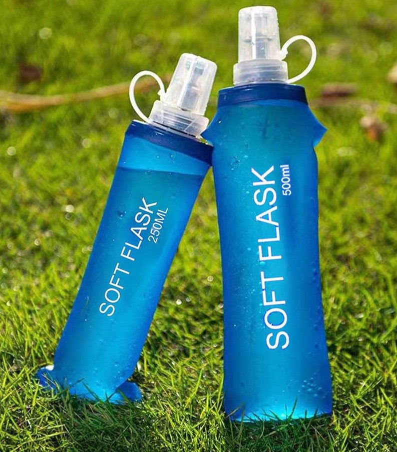 KINETRA blue soft flask water bottles, 250ml and 500ml